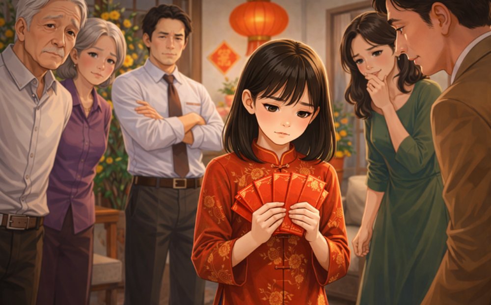 Con chán ngấy câu hỏi 'được bao nhiêu?' của mẹ mỗi lần bóc phong bao lì xì