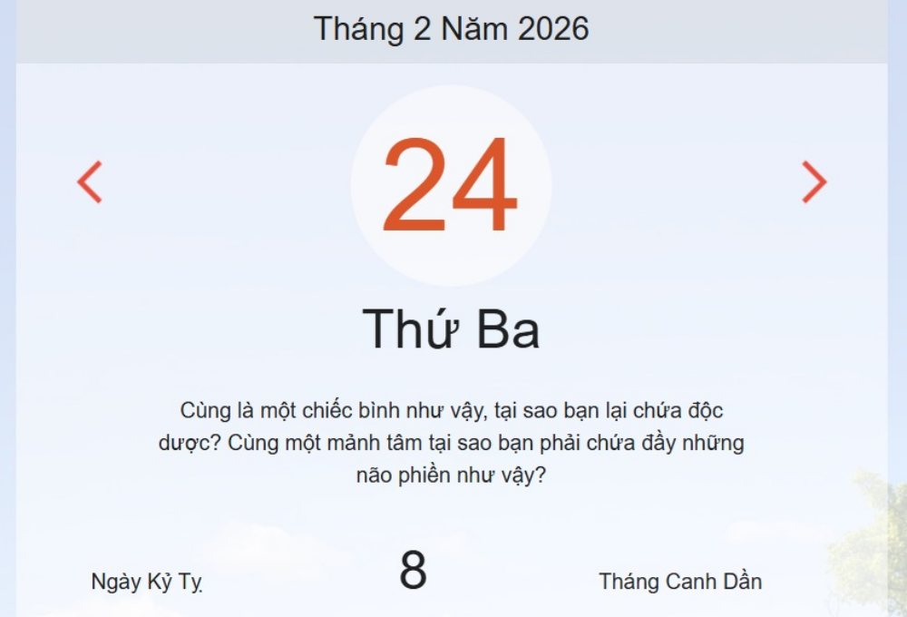 Xem lịch âm dương hôm nay 24/2