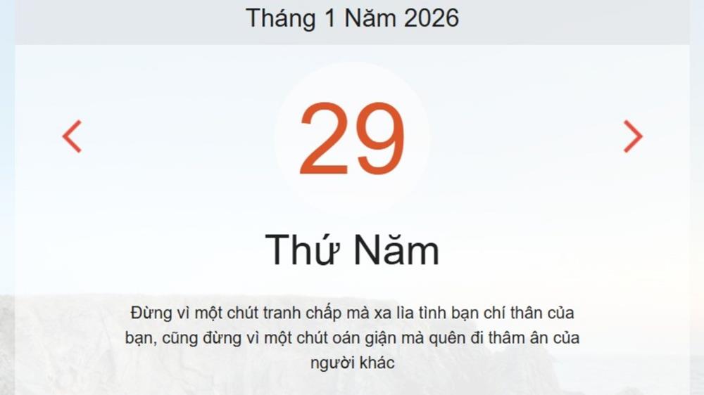 Xem ngay lịch âm dương hôm nay 29/01