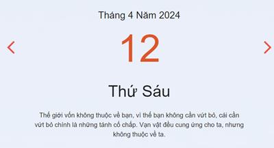 Lịch âm 12/4 - Âm lịch hôm nay 12/4 nhanh chóng và chính xác - lịch vạn niên 12/4/2024