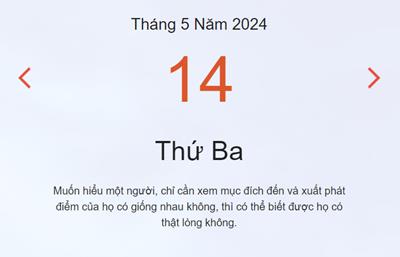 Lịch âm 14/5 - Âm lịch hôm nay 14/5 nhanh chón, chính xác - lịch vạn niên 14/5/2024