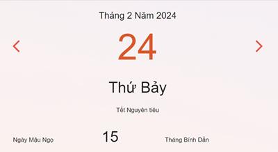 Lịch âm 24/2 - Âm lịch hôm nay 24/2 nhanh và chính xác - lịch vạn niên 24/2/2024