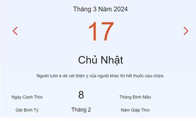 Lịch âm 17/3 - Âm lịch hôm nay 17/3 nhanh và chính xác - lịch vạn niên 17/3/2024