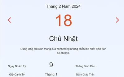 Lịch âm 18/2 - Âm lịch hôm nay 18/2 nhanh và chính xác - lịch vạn niên 18/2/2024