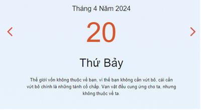Lịch âm 20/4 - Âm lịch hôm nay 20/4 nhanh chóng, chính xác - lịch vạn niên 20/4/2024