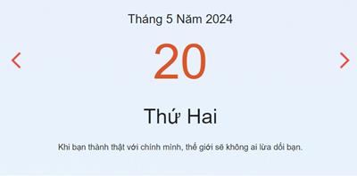 Lịch âm 20/5 - Âm lịch hôm nay 20/5 nhanh chóng, chính xác - lịch vạn niên 20/5/2024