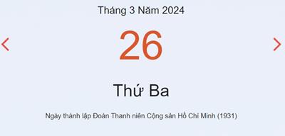 Lịch âm 26/3 - Âm lịch hôm nay 26/3 nhanh và chính xác - lịch vạn niên 26/3/2024
