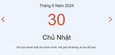 Lịch âm 30/6 - Âm lịch hôm nay 30/6 nhanh và chính xác - lịch vạn niên 30/6/2024
