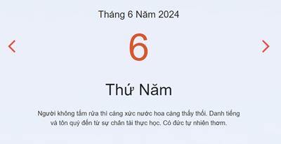 Lịch âm 6/6 - Âm lịch hôm nay 6/6 nhanh và chính xác - lịch vạn niên 6/6/2024