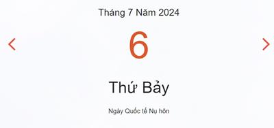 Lịch âm 6/7 - Âm lịch hôm nay 6/7 nhanh và chính xác - lịch vạn niên 6/7/2024