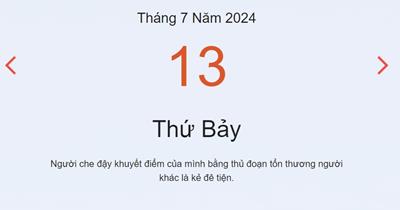 Lịch âm 13/7 - Âm lịch hôm nay 13/7 nhanh và chính xác - lịch vạn niên 13/7/2024