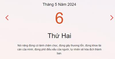 Lịch âm 6/5 - Âm lịch hôm nay 6/5 nhanh chóng, chính xác - lịch vạn niên 6/5/2024
