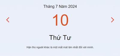 Lịch âm 10/7 - Âm lịch hôm nay 10/7 nhanh và chính xác - lịch vạn niên 10/7/2024