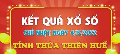 Kết quả xổ số Thừa Thiên Huế hôm nay 4/12/2023 - XSTTH 4/12 - SXTTH 4/12