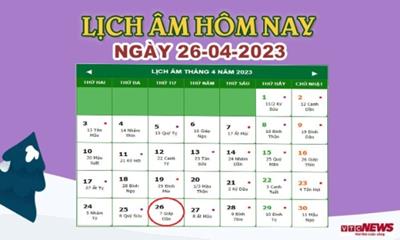 Lịch âm 26/4 – Âm lịch hôm nay 26/4 nhanh và chính xác nhất