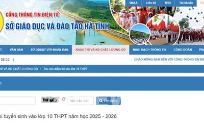 Điểm thi vào lớp 10 Hà Tĩnh 2025