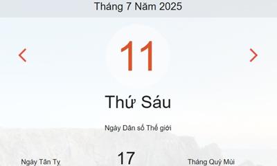 Lịch âm 11/7 - Âm lịch hôm nay 11/7 chính xác nhất - lịch vạn niên ngày 11/7/2025