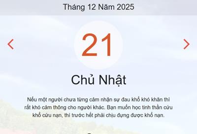 Xem lịch âm dương hôm nay 21/12