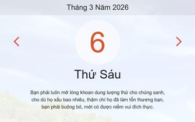 Xem lịch âm dương hôm nay 6/3
