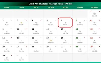 Lịch âm 6/3 - Âm lịch hôm nay 6/3 chính xác nhất - lịch vạn niên ngày 6/3/2026