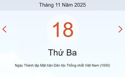 Xem lịch âm dương hôm nay 18/11