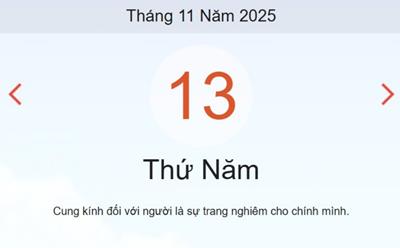 Xem lịch âm dương hôm nay 13/11