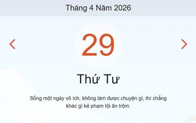 Xem lịch âm hôm nay 29/04