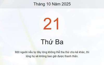 Xem lịch âm dương hôm nay 21/10