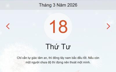 Xem lịch âm dương hôm nay 18/3