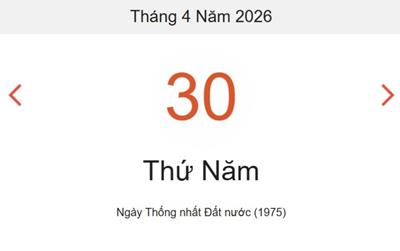 Xem lịch âm hôm nay 30/04