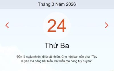 Xem lịch âm dương hôm nay 24/3
