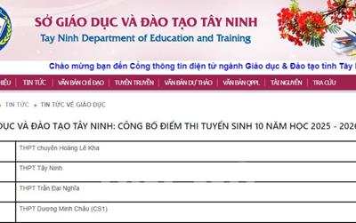 Điểm thi vào lớp 10 Tây Ninh 2025