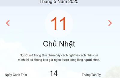 Lịch âm 11/5 - Âm lịch hôm nay 11/5 chính xác nhất - lịch vạn niên ngày 11/5/2025