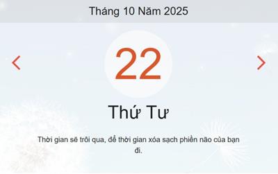 Lịch âm 22/10 - Âm lịch hôm nay 22/10 chính xác nhất - lịch vạn niên ngày 22/10/2025