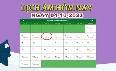 Lịch âm 4/10 - Âm lịch hôm nay 4/10/2023 nhanh và chính xác nhất