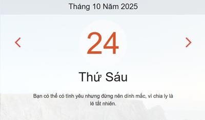 Xem lịch âm dương hôm nay 24/10