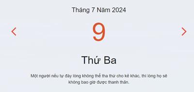 Lịch âm 9/7 - Âm lịch hôm nay 9/7 nhanh và chính xác - lịch vạn niên 9/7/2024
