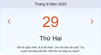 Xem lịch âm dương hôm nay 29/9