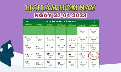 Lịch âm 23/4 – Âm lịch hôm nay 23/4 nhanh, chính xác nhất - lịch vạn niên 23/4/2023