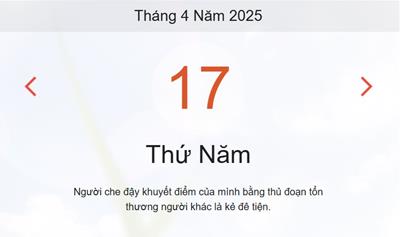 Lịch âm 17/4 - Âm lịch hôm nay 17/4 chính xác - lịch vạn niên ngày 17/4/2025