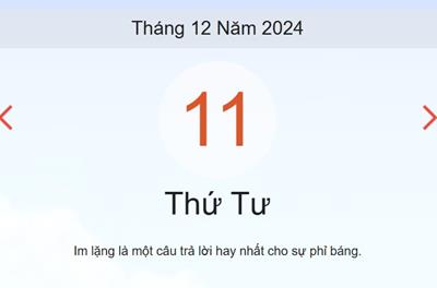 Lịch âm 11/12 - Âm lịch hôm nay 11/12 chính xác - lịch vạn niên ngày 11/12/2024
