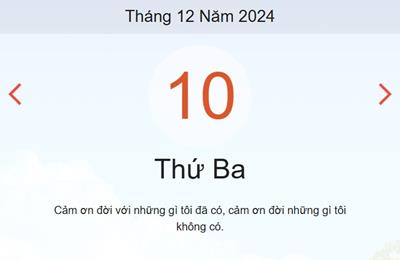 Lịch âm 10/12 - Xem Âm lịch hôm nay 10/12 chính xác nhất - lịch vạn niên ngày 10/12/2024