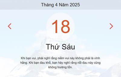 Lịch âm 18/4 - Âm lịch hôm nay 18/4 chính xác - lịch vạn niên ngày 18/4/2025