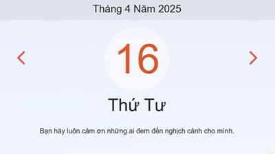 Lịch âm 16/4 - Âm lịch hôm nay 16/4 chính xác - lịch vạn niên ngày 16/4/2025