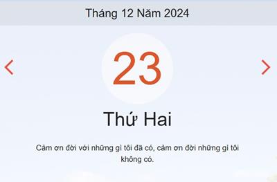 Lịch âm 23/12 - Âm lịch hôm nay 23/12 chính xác - lịch vạn niên 23/12/2024