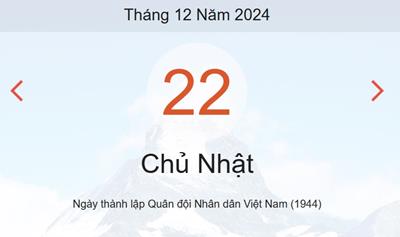 Lịch âm 22/12 - Âm lịch hôm nay 22/12 chính xác - lịch vạn niên 22/12/2024