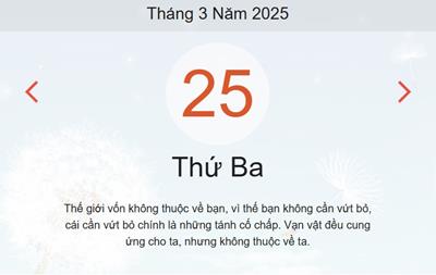 Lịch âm 25/3 - Âm lịch hôm nay 25/3 chính xác nhất - Lịch vạn niên ngày 25/3/2025