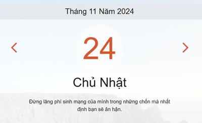 Lịch âm 24/11 - Âm lịch hôm nay 24/11 chính xác - lịch vạn niên ngày 24/11/2024