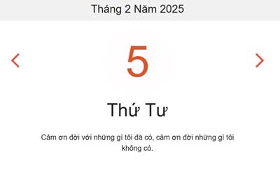 Lịch âm 5/2 chính xác nhất - Âm lịch hôm nay 5/2 - lịch vạn niên ngày 5/2/2025