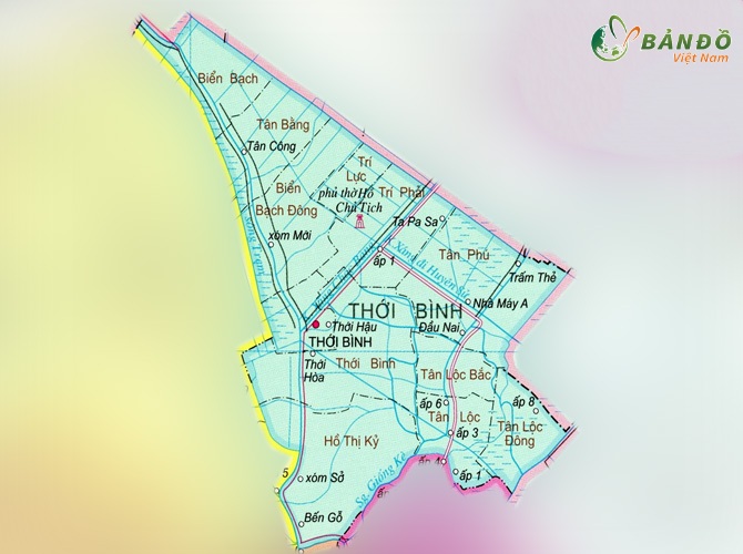 Bản đồ hành chính huyện Thới Bình    
